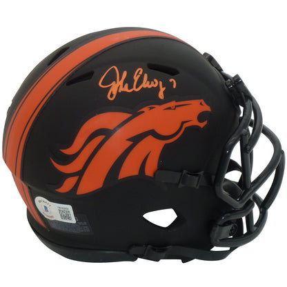 John Elway Autographed Denver Broncos (ECLIPSE Alternate) Mini Helmet - Beckett