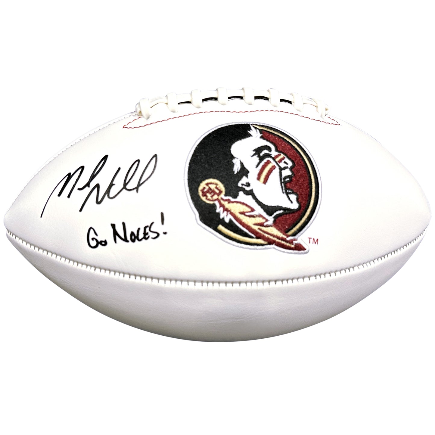 Mike Norvell Autographed Florida State FSU Seminoles Logo Football w/ "Go Noles" - JSA