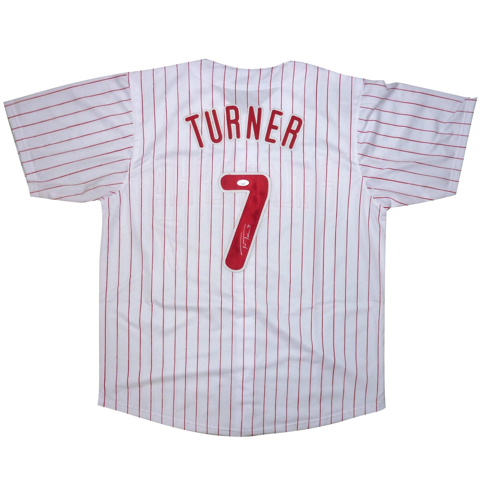 Trea Turner Autographed Philadelphia (White Pinstripe #7) Custom Baseball Jersey - JSA