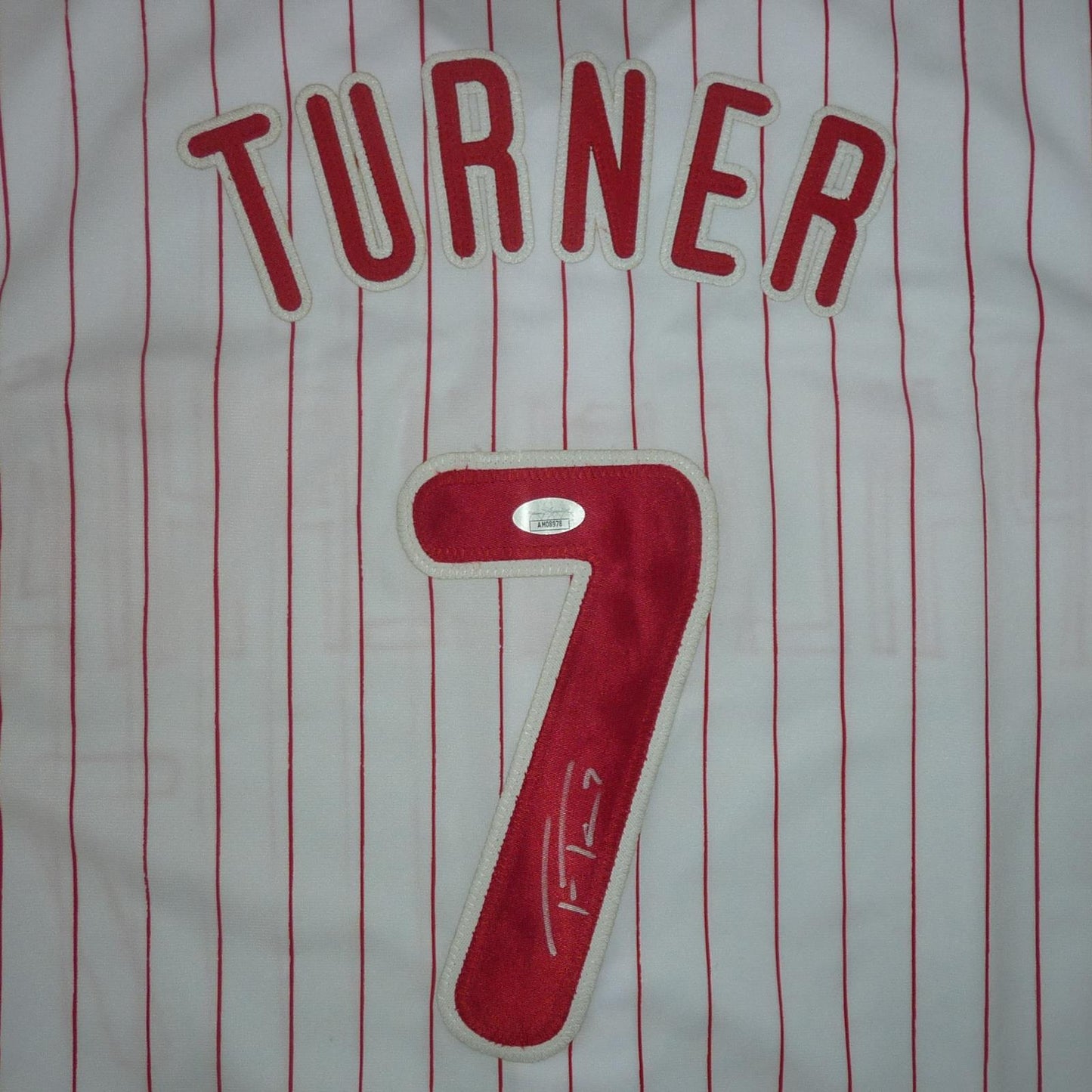 Trea Turner Autographed Philadelphia (White Pinstripe #7) Custom Baseball Jersey - JSA