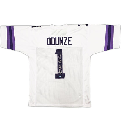 Rome Odunze Autographed Washington Huskies (White #1) Custom Jersey w/ "Go Dawgs" - MCS