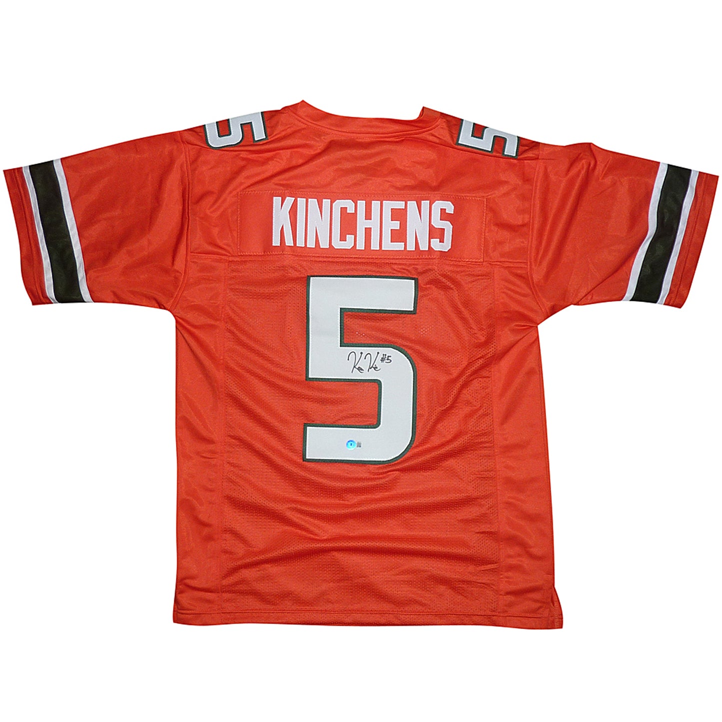 Kamren Kinchens Autographed Miami (Orange #5) Custom Jersey - JSA