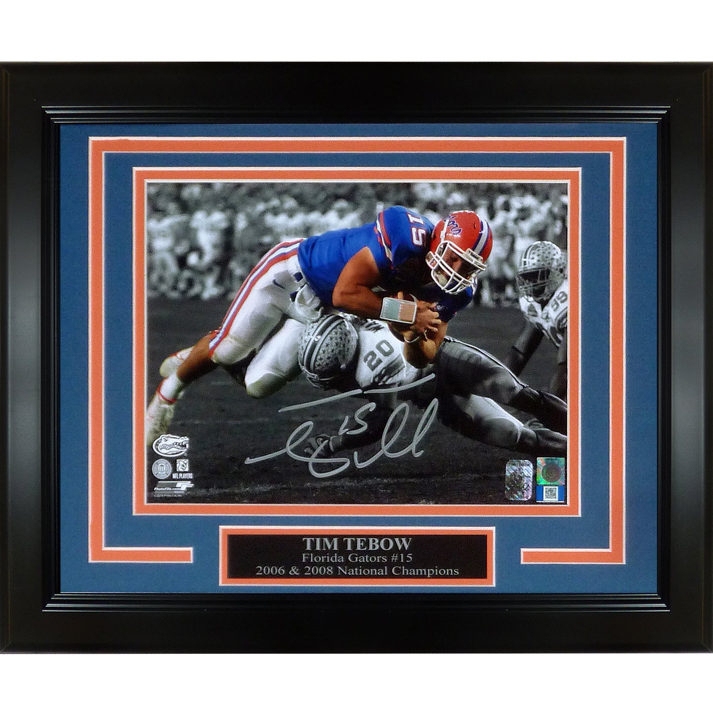 Tim Tebow Autographed Florida Gators (06 BCS Spotlight) Framed 8x10 Photo - Tebow Holo