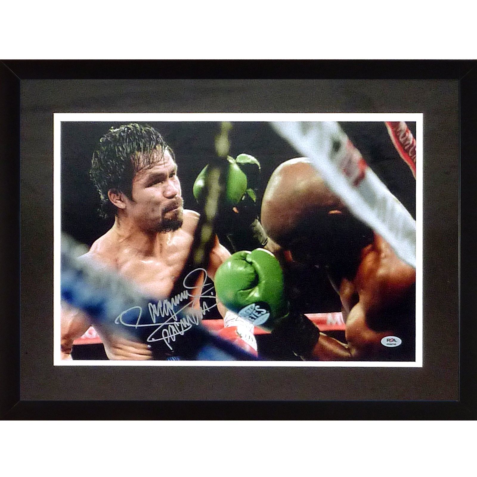 Manny Pacquiao Autographed Boxing (Horiz Action) Deluxe Framed 12x18 Photo - PSADNA