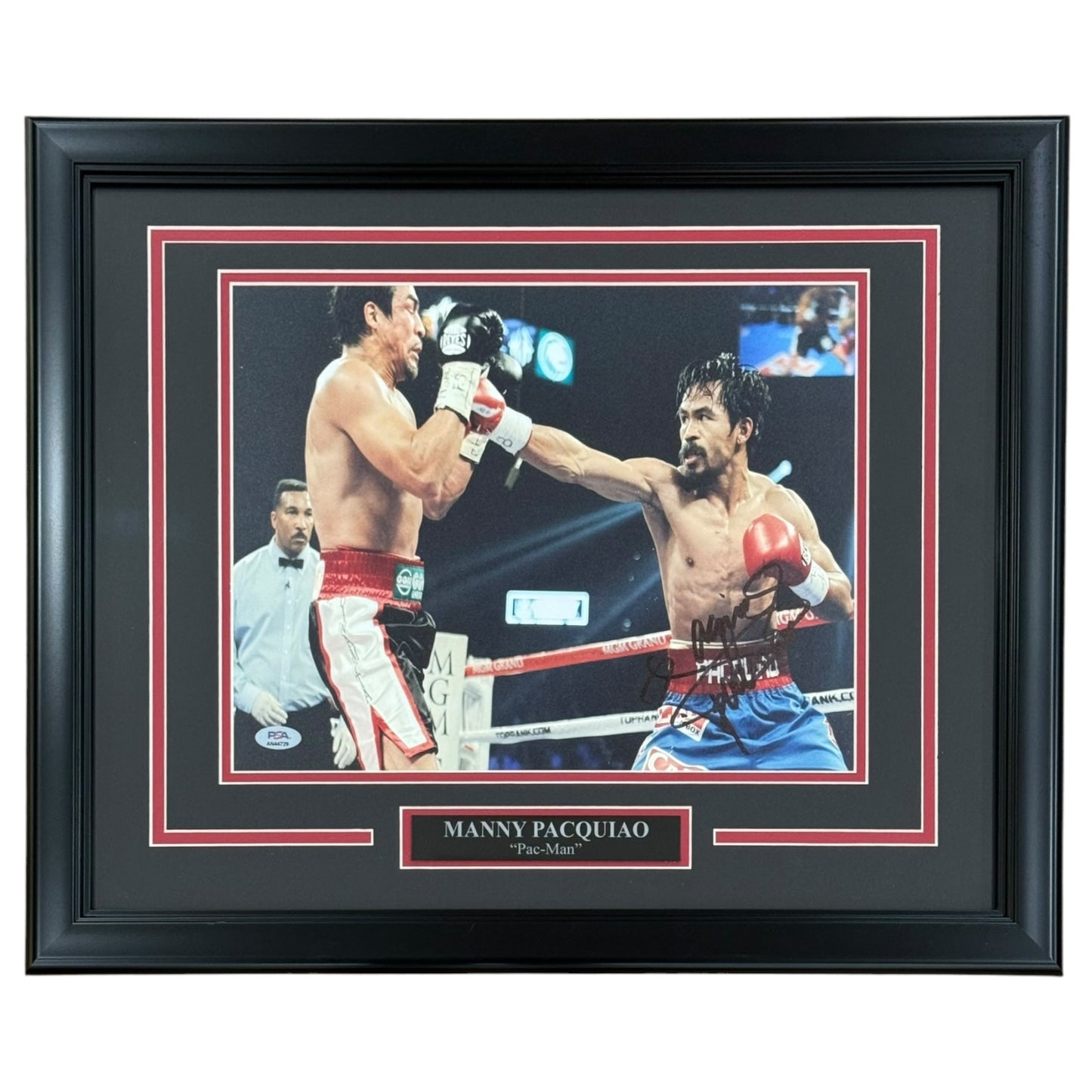 Manny Pacquiao Autographed Boxing (Horiz Action) Deluxe Framed 12x18 Photo - PSADNA