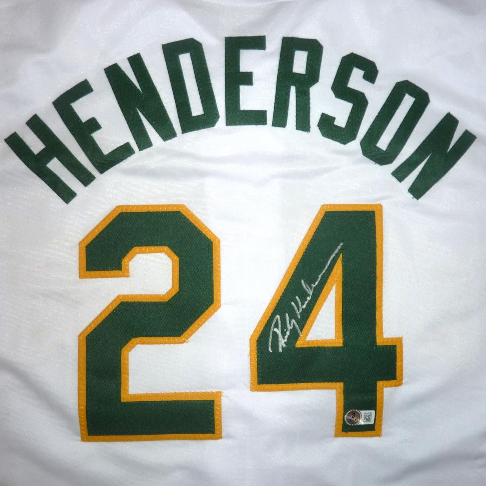 Rickey Henderson Autographed Oakland (White #24) Custom Jersey