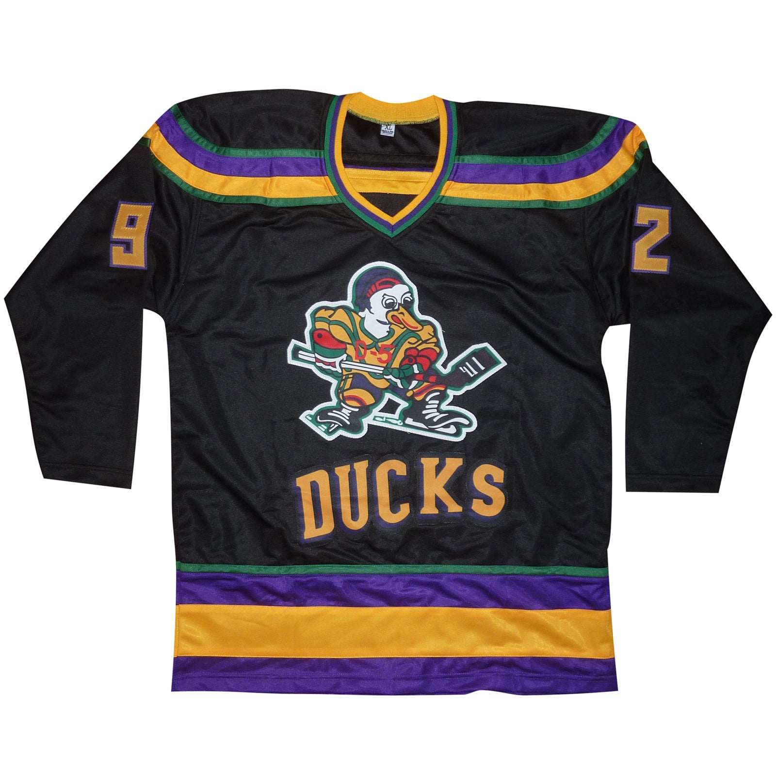 Mighty Ducks Cast Autographed (Black #92) Custom Hockey Jersey