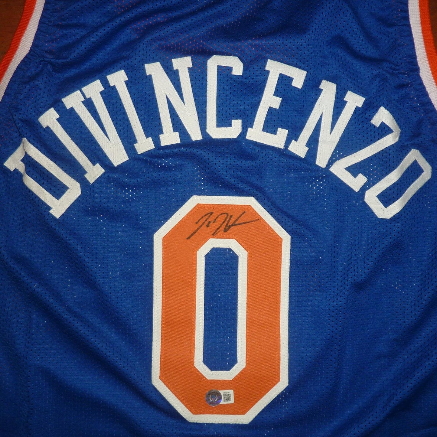 Donte Divincenzo Autographed New York (Blue #0) Custom Jersey Beckett