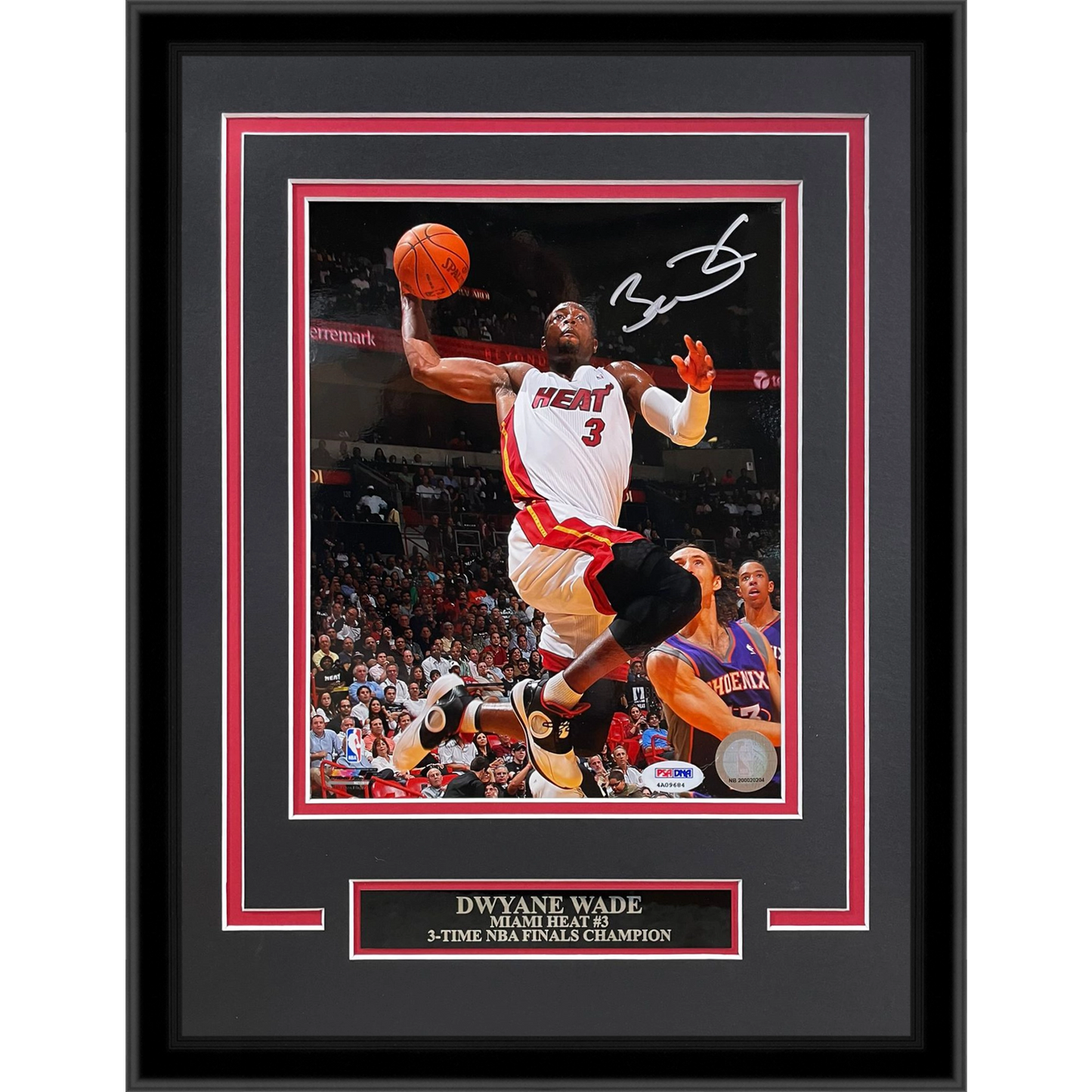 Dwyane Wade Autographed Miami Heat (Action Dunking) Deluxe Framed 8x10 Photo - PSADNA