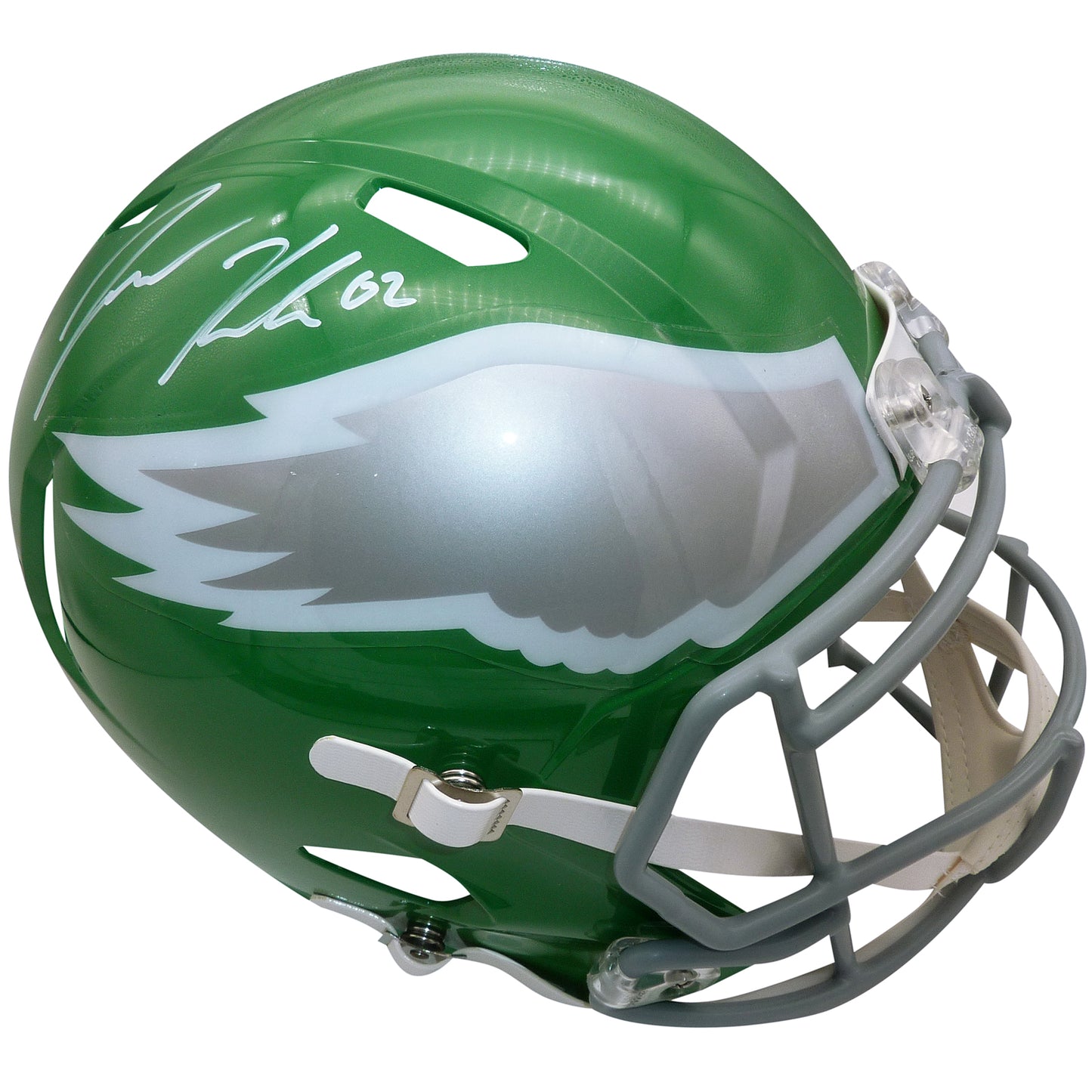 Jason Kelce Autographed Philadelphia Eagles (Throwback Green) Deluxe Full-Size Replica Helmet - PSA