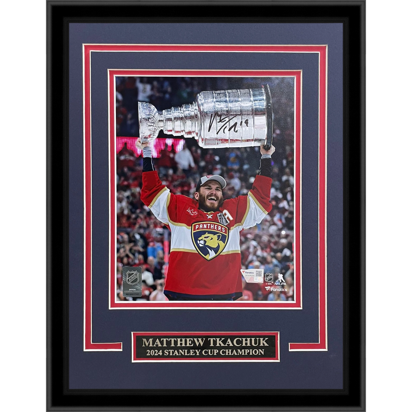 Matthew Tkachuk Autographed Florida Panthers (Stanley Cup Trophy) Deluxe Framed 8x10 Photo - JSA