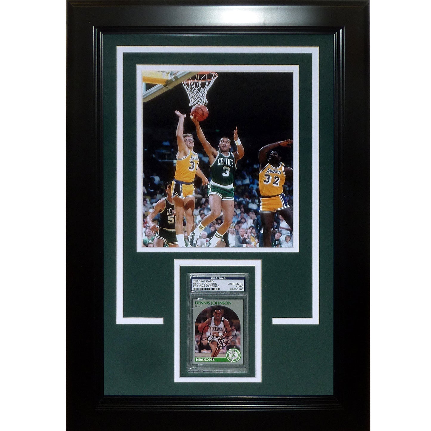 Dennis Johnson Autographed Basketball Card Deluxe Framed with Boston Celtics 8x10 Photo - Beckett