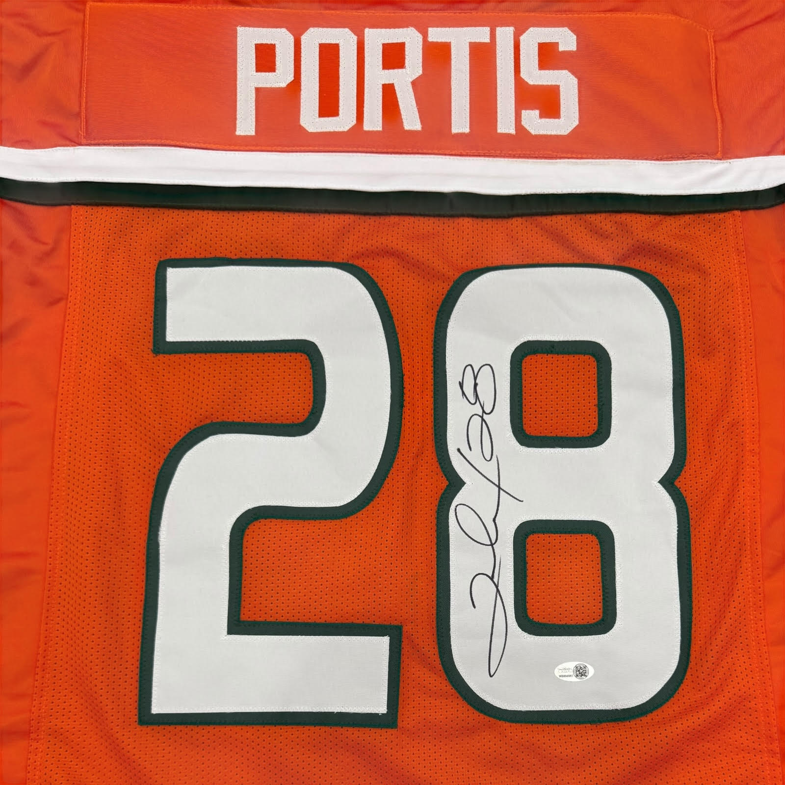 Clinton Portis Autographed Miami Hurricanes (Orange #28) Custom