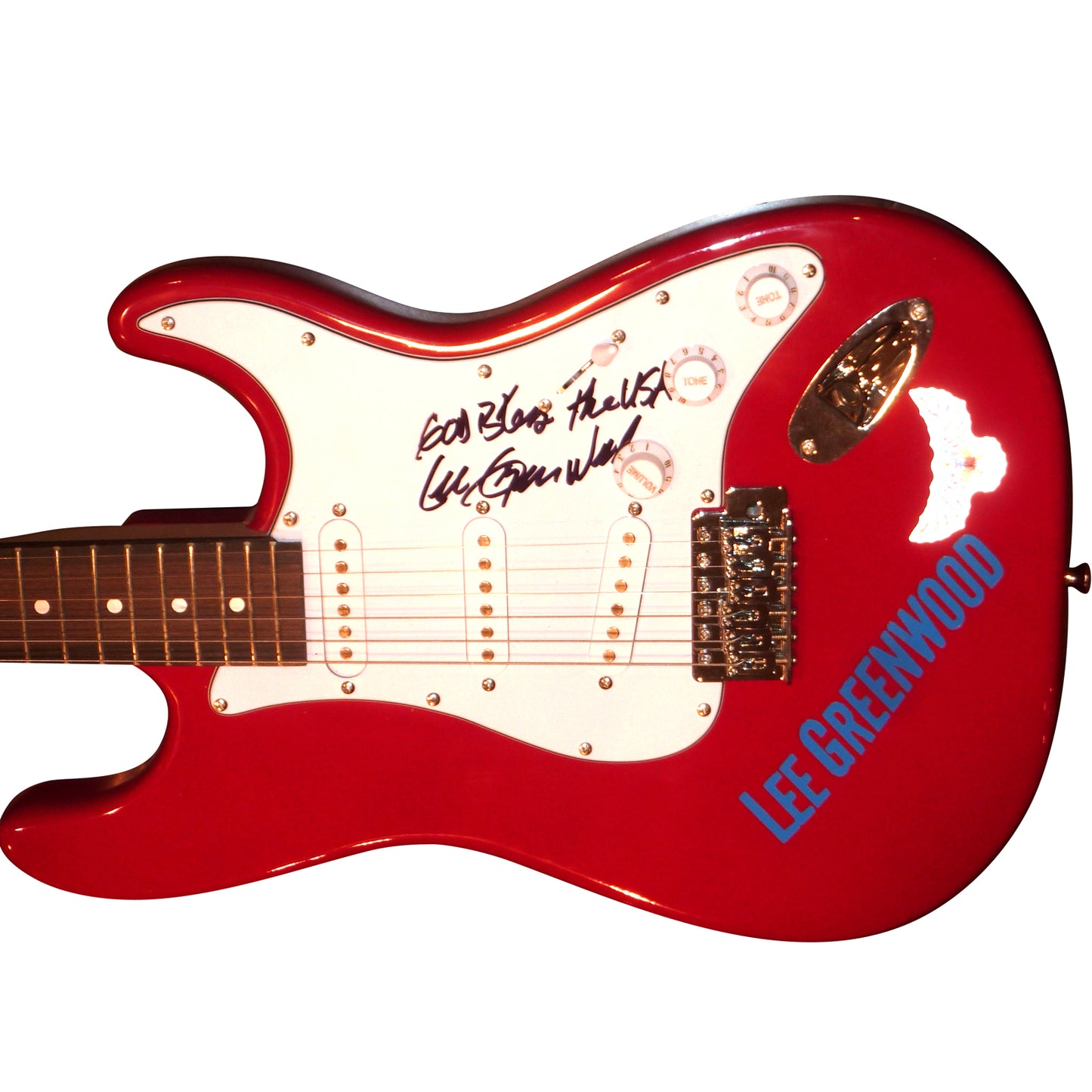 Lee Greenwood Electric Guitar with Signature "God Bless the USA" - JSA