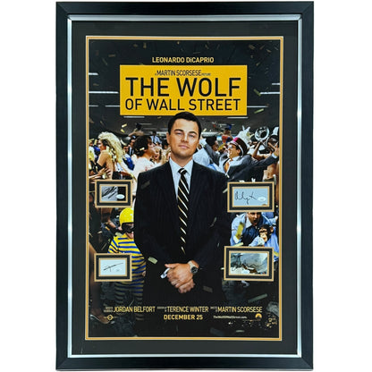 Wolf of Wall Street Full-Size Movie Poster Deluxe Framed with 4 Cast Autographs - JSA