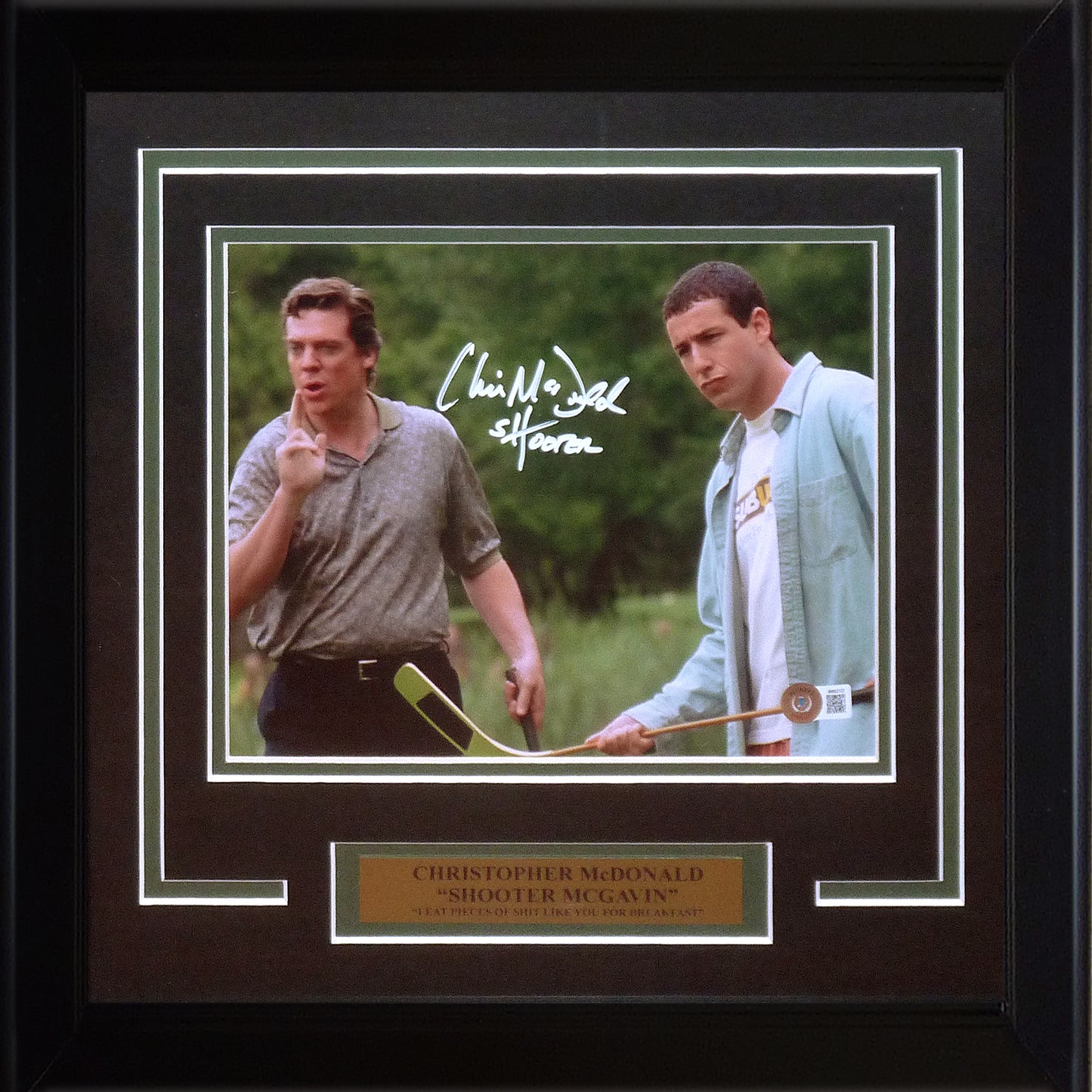 Christopher McDonald Shooter McGavin Autographed Happy Gilmore Deluxe Framed 8x10 Photo w/ "Shooter" - Beckett