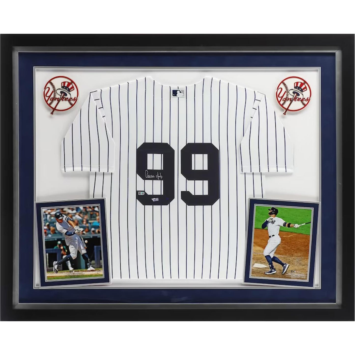 Aaron Judge Autographed New York Yankees (Pinstripe #99) Fanatics Collage Deluxe Framed Jersey - Fanatics