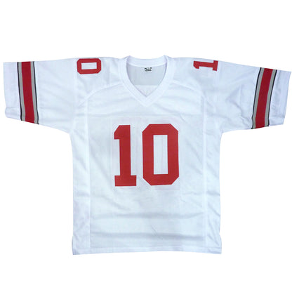 Troy Smith Autographed Ohio State Buckeyes (White #10) Custom Jersey w/ "Heisman 06" - Beckett