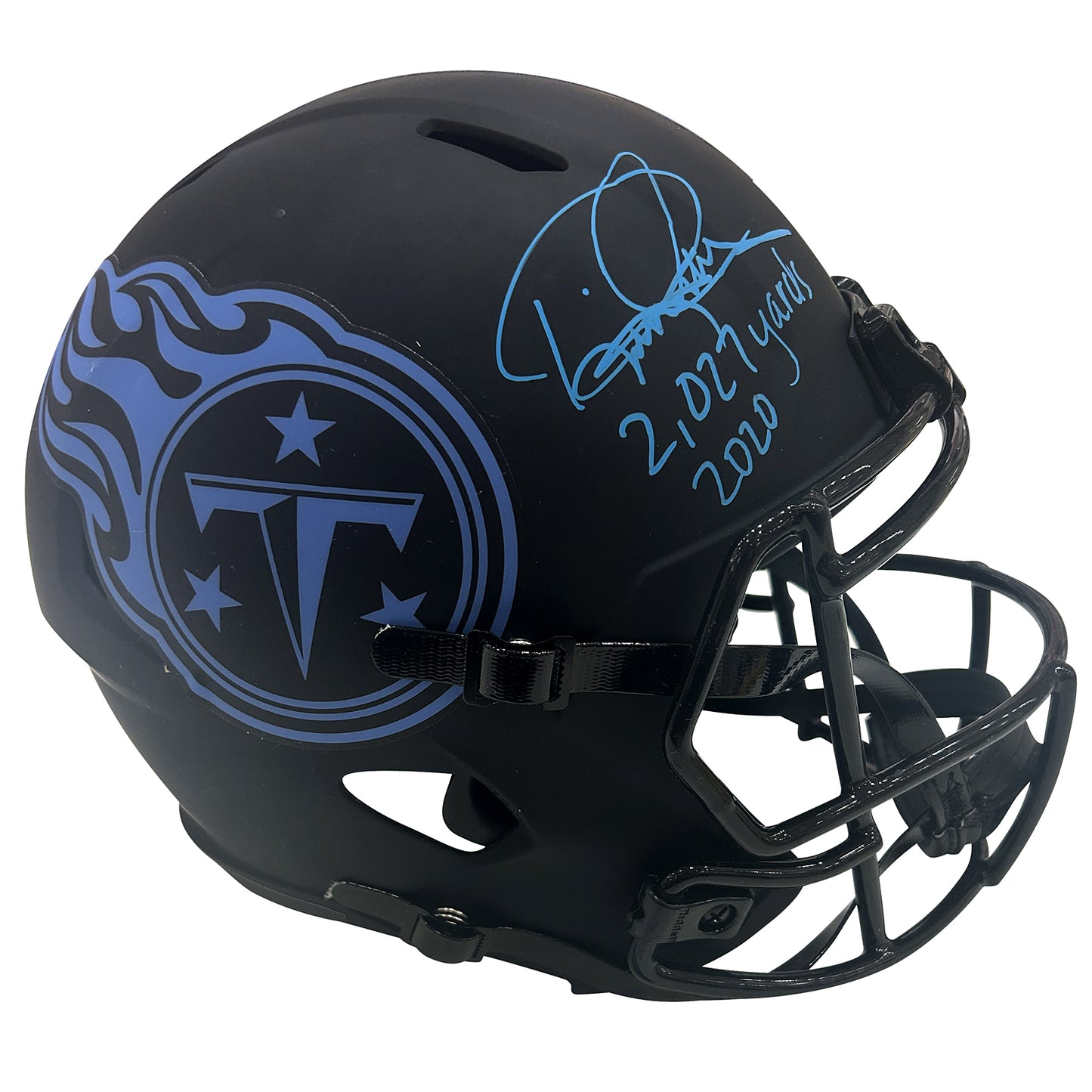 Derrick Henry Autographed Tennessee Titans (Eclipse Alternate) Deluxe Full-Size Replica Helmet "2027 Yds 2020" - Beckett