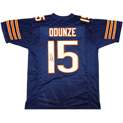 Rome Odunze Autographed Chicago (Navy Blue #15) Custom Jersey - Beckett