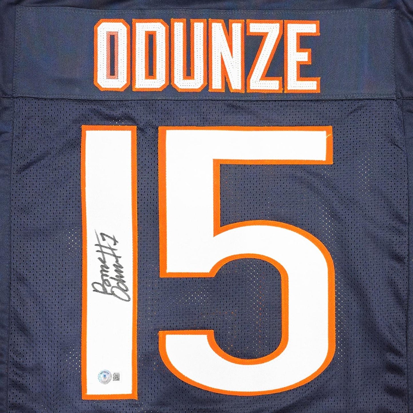 Rome Odunze Autographed Chicago (Navy Blue #15) Custom Jersey - Beckett