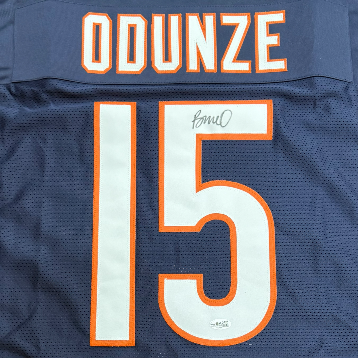 Rome Odunze Autographed Chicago (Navy Blue #15) Custom Jersey - Beckett