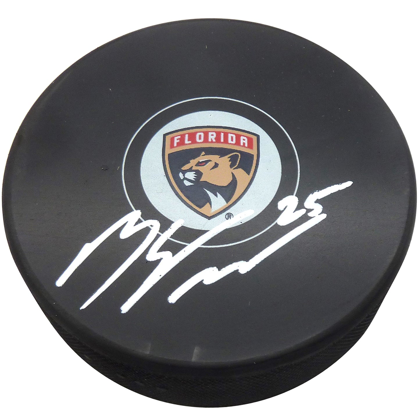Mackie Samoskevich Autographed Florida Panthers Hockey Puck - JSA