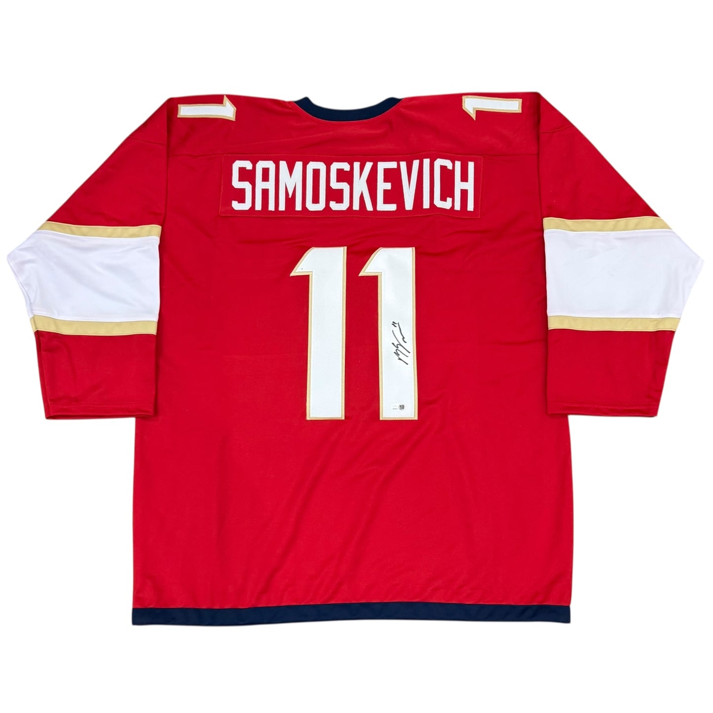 Mackie Samoskevich Autographed Florida (Red #11) Custom Hockey Jersey - JSA