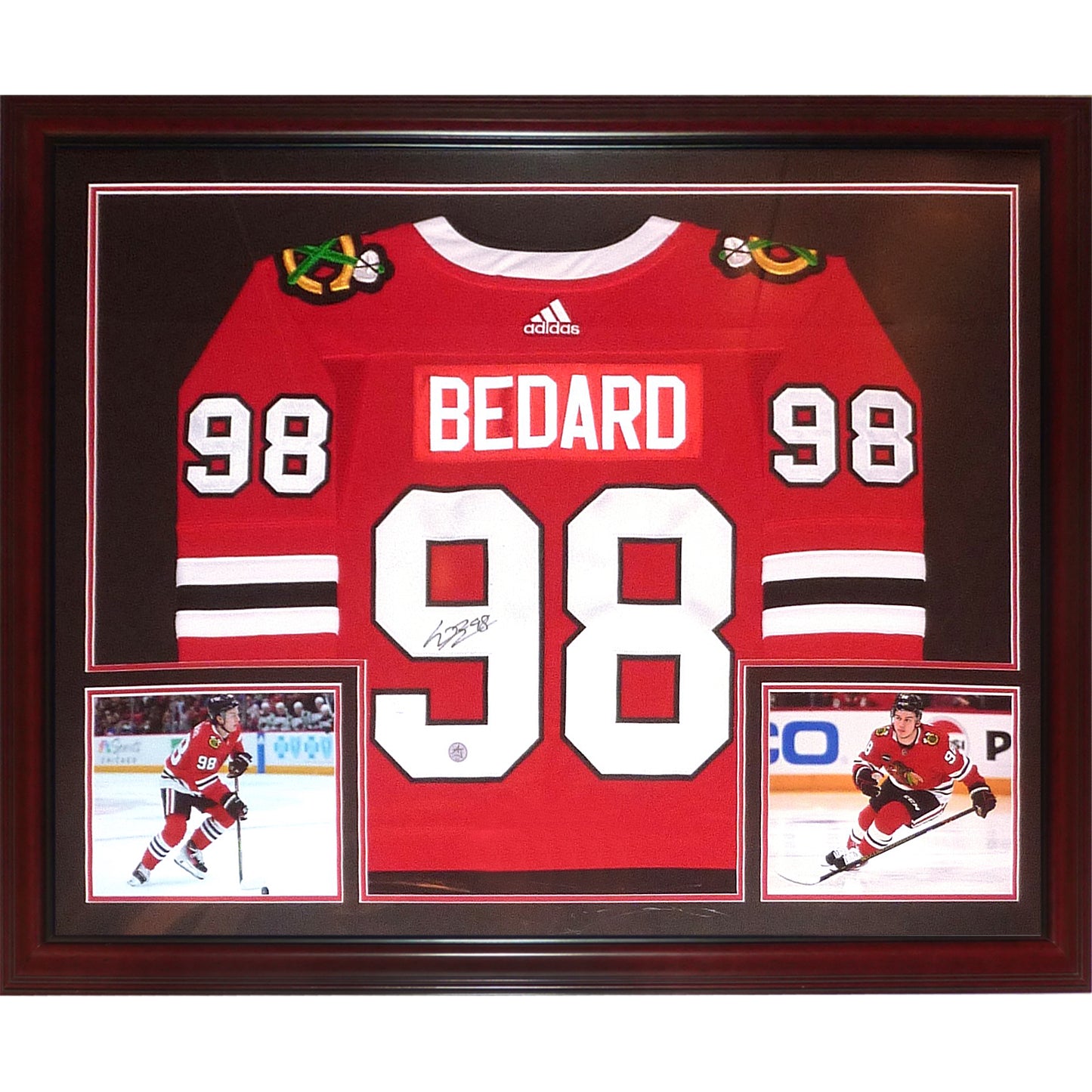 Connor Bedard Autographed Chicago Blackhawks (Red #98) Adidas Deluxe Framed Jersey - JSA LOA