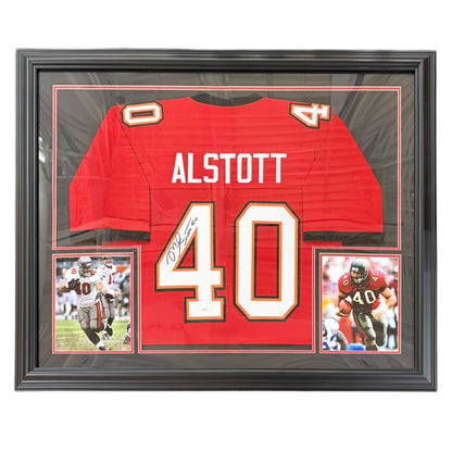 Mike Alstott Autographed Tampa Bay Buccaneers (Red #40) Deluxe Framed Jersey - Beckett