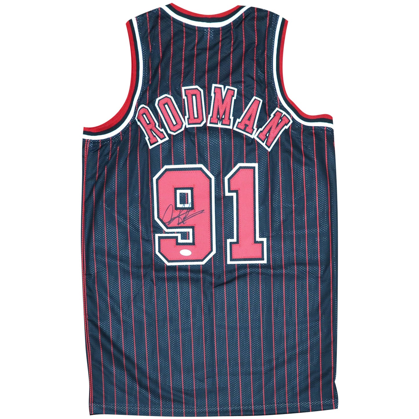 Pinstripe Black Dennis Rodman Jersey Dennis Rodman Autographed