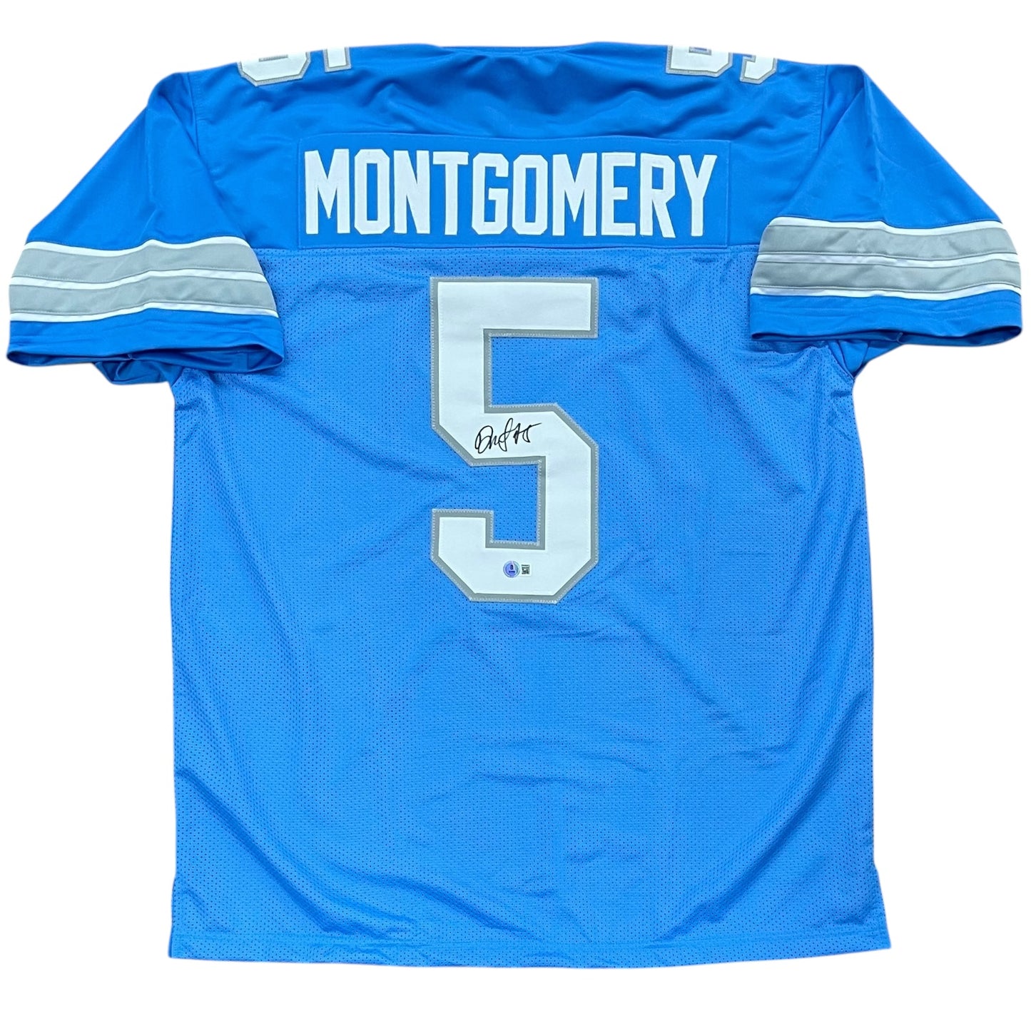 David Montgomery Autographed Detroit (Blue #5) Custom Jersey - Beckett
