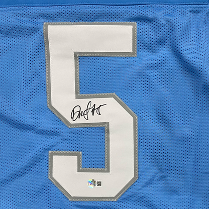 David Montgomery Autographed Detroit (Blue #5) Custom Jersey - Beckett