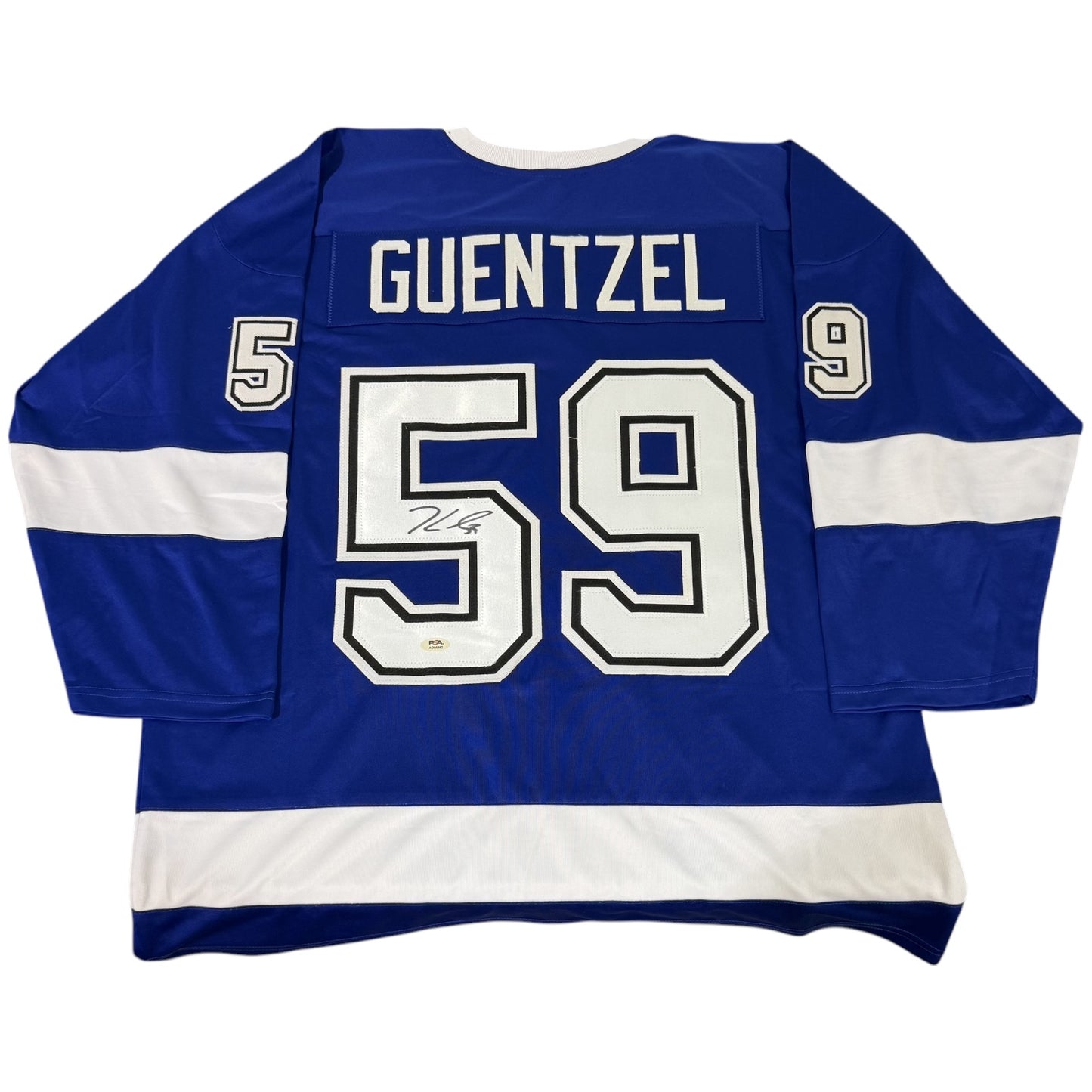Jake Guentzel Autographed Tampa Bay (Blue #59) Custom Hockey Jersey - JSA