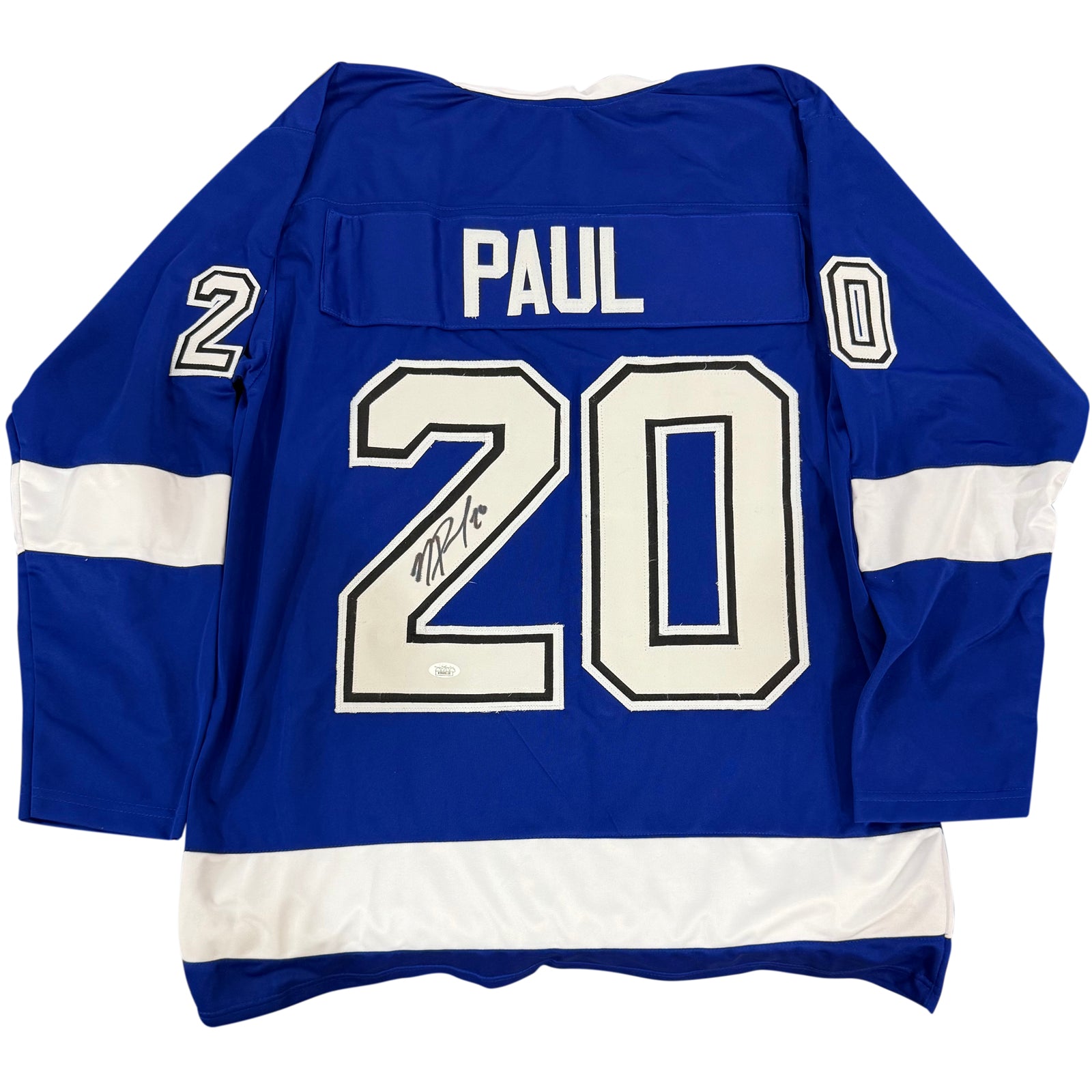 Nick Paul Autographed Tampa Bay (Blue #20) Custom Hockey Jersey - JSA