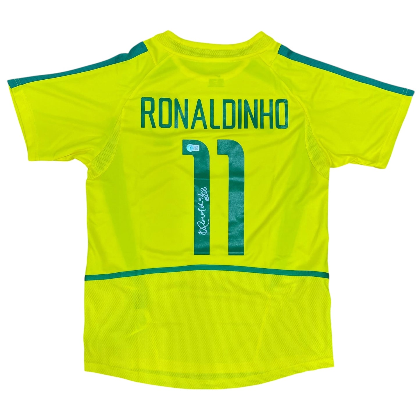 Ronaldinho Autographed Brazil (Yellow #11) Soccer Jersey w "Rio" - Beckett