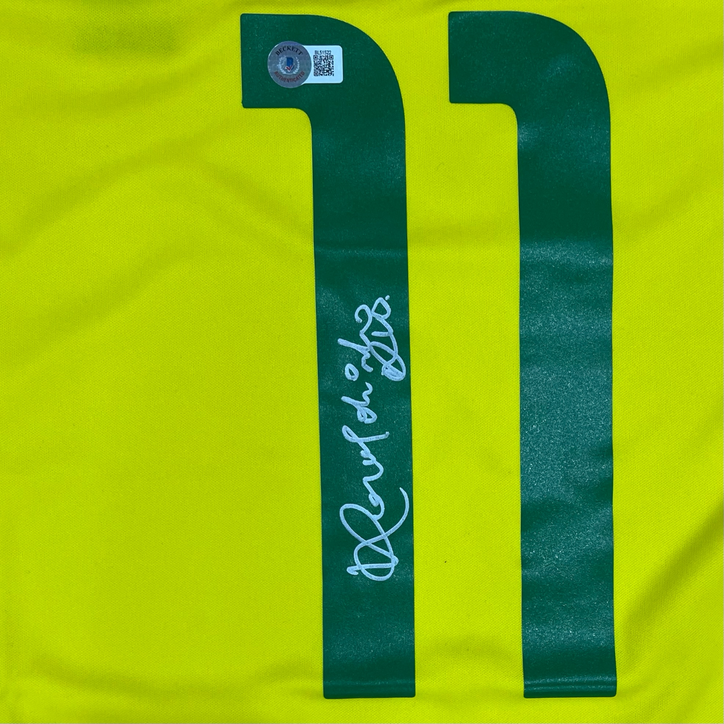 Ronaldinho Autographed Brazil (Yellow #11) Soccer Jersey w "Rio" - Beckett