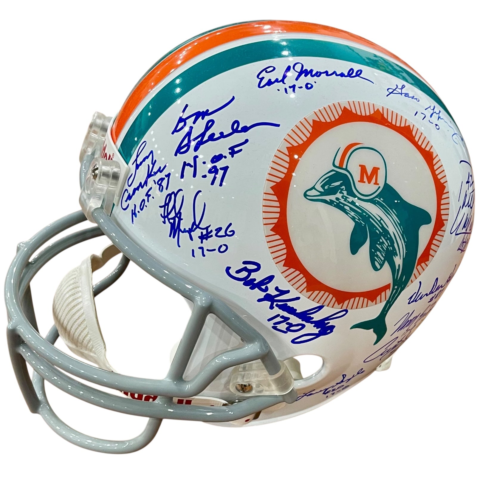 1972 Miami Dolphins Team And Don Shula Autographed (Throwback) Deluxe Full-Size Replica Helmet - 23 signatures CSA