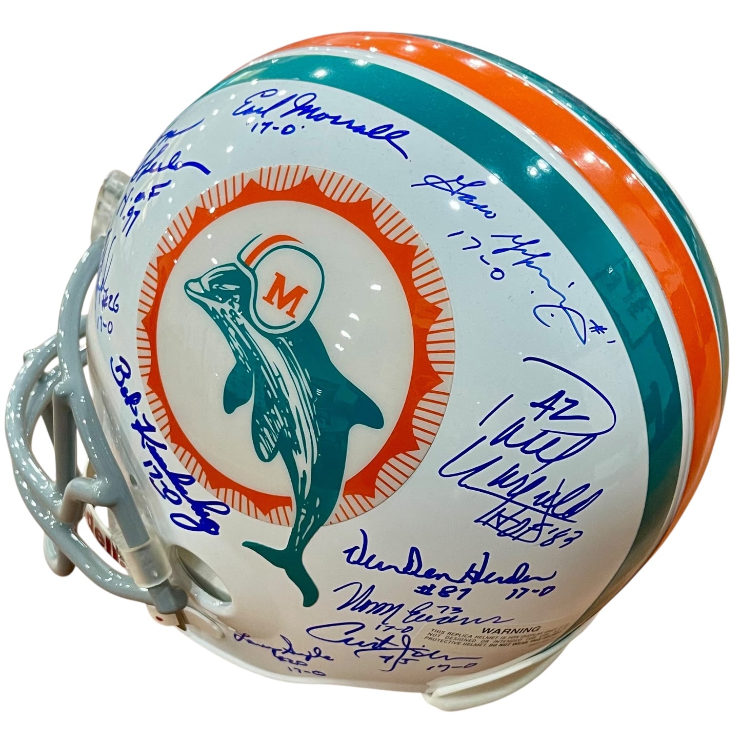1972 Miami Dolphins Team And Don Shula Autographed (Throwback) Deluxe Full-Size Replica Helmet - 23 signatures CSA