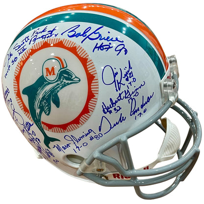 1972 Miami Dolphins Team And Don Shula Autographed (Throwback) Deluxe Full-Size Replica Helmet - 23 signatures CSA