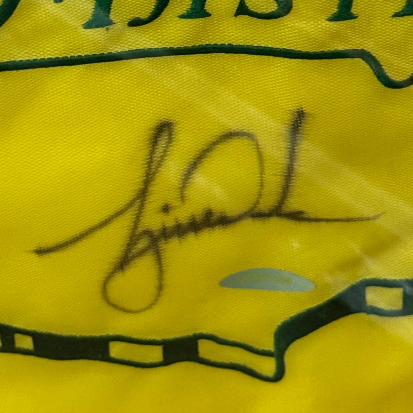 Tiger Woods Autographed Masters Flag Tiger Slam Deluxe Framed Piece - 2000 US Open, British Open, PGA Championship, 2001 Masters