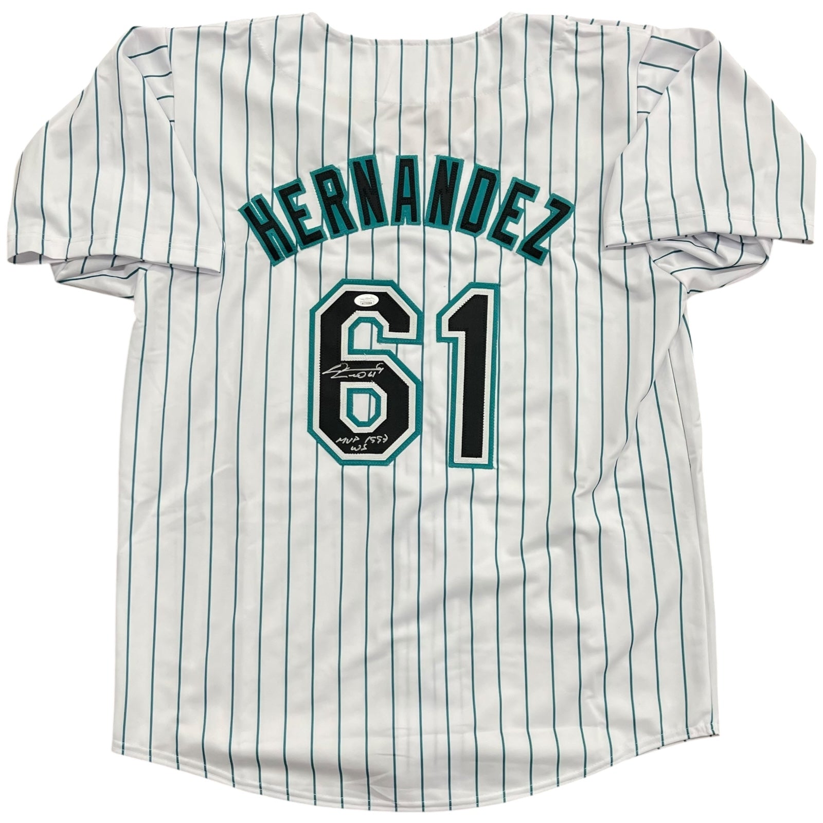 Livan Hernandez Autographed Florida Marlins (Pinstripe #61) Custom Jersey w/ 