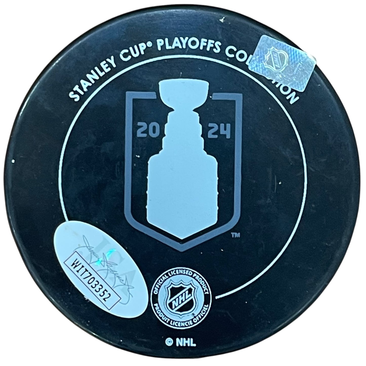 Sam Reinhart Autographed Florida Panthers (Stanley Cup Champs Logo) Hockey Puck - JSA