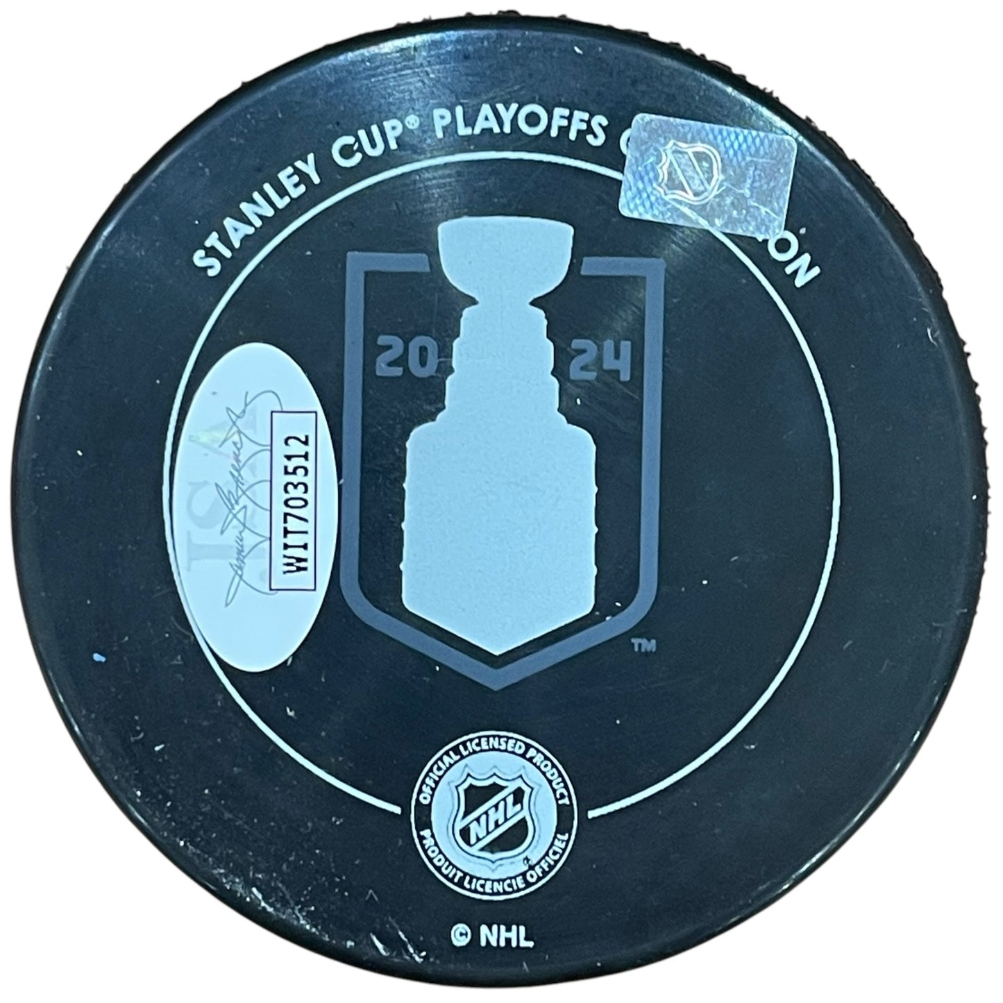 Sam Bennett Autographed Florida Panthers (Stanley Cup Champs Logo) Hockey Puck - JSA