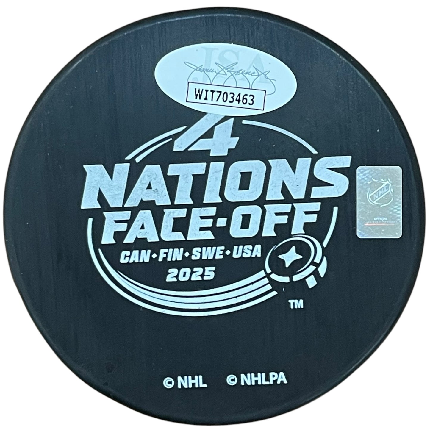 Sam Bennett Autographed Team Canada 4 Nations Hockey Puck w/ "Champs" - JSA