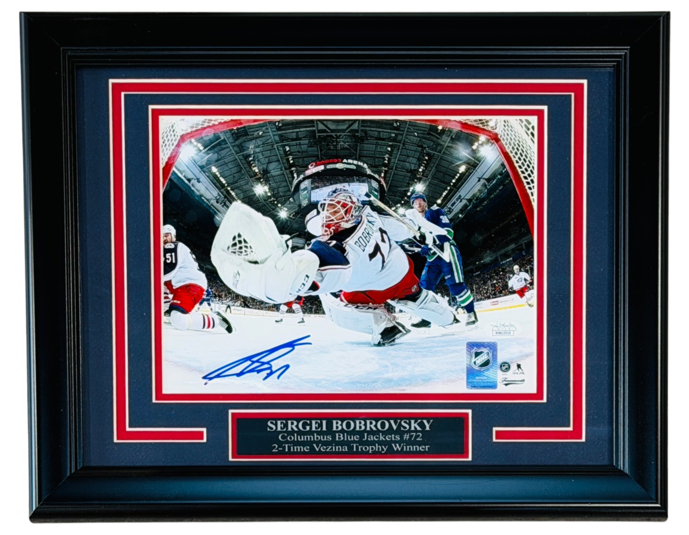 Sergei Bobrovsky Autographed Columbus Blue Jackets (Action) Deluxe Framed 8x10 Photo - JSA
