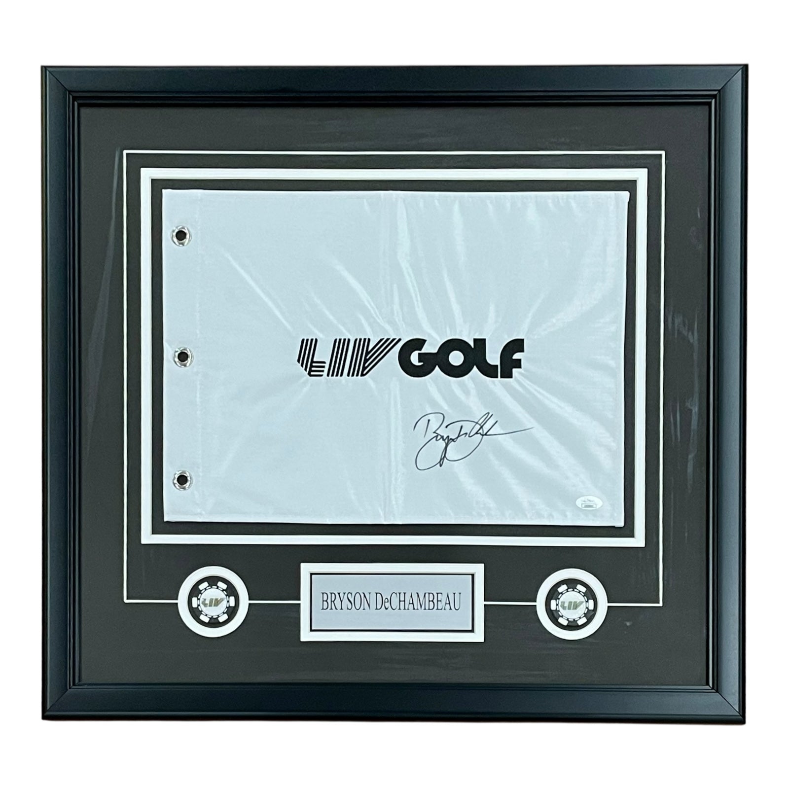 Bryson DeChambeau Autographed LIV GOLF Deluxe Framed Pin Flag - JSA