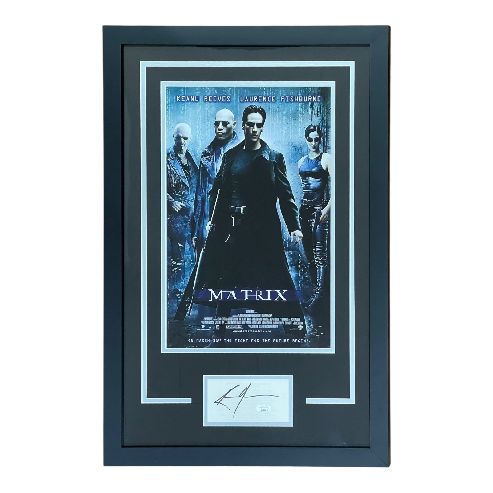 Keanu Reeves Autographed The Matrix 11x14 Movie Poster Deluxe Framed Piece - JSA