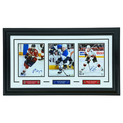 Tkachuk Family - Matthew, Brady and Keith Autographed Hockey 8x10 Photo Triple Framed Piece