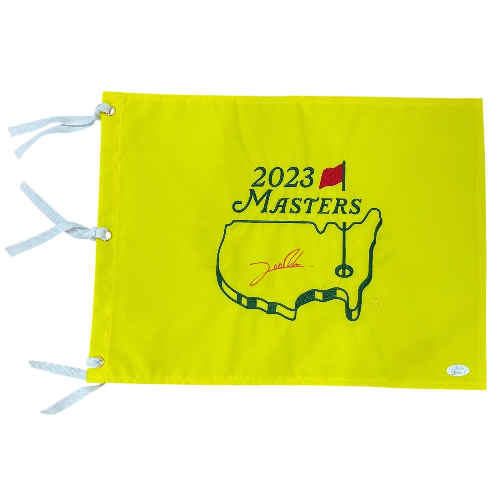 Jon Rahm Autographed 2023 Masters Embroidered Golf Pin Flag - JSA